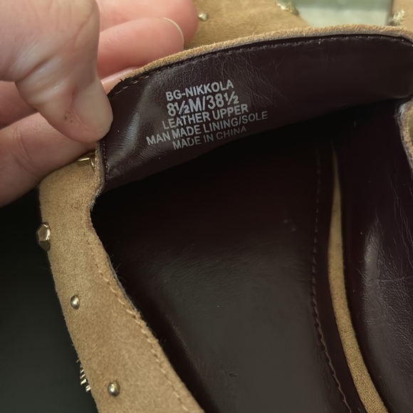 Tan Studded BCBGeneration Pointed Toe Genuine Suede Flats - Picture 3 of 4